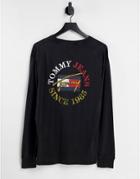 Tommy Jeans Vintage Circular Back Logo Long Sleeve Top In Black