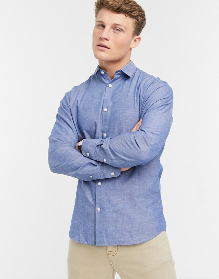 Selected Homme Linen Long Sleeve Shirt-blues