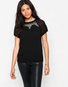Deby Debo Liz Embroidered Yoke T-shirt - Black