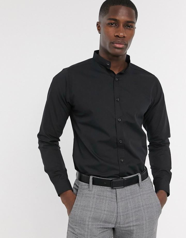 Bolongaro Trevor Slim Fit Grandad Shirt-black