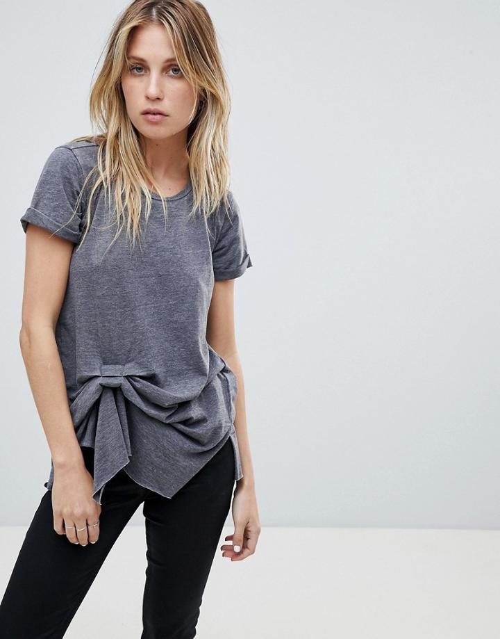 Allsaints Knot Front T-shirt - Gray