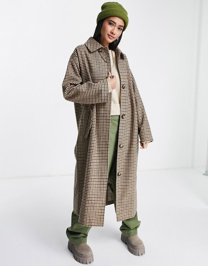 Asos Design Oversized Boyfriend Coat In Check-multi