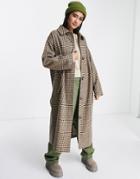 Asos Design Oversized Boyfriend Coat In Check-multi
