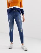 Only Carmen Distressed Skinny Jeans - Blue