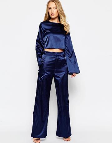 Oh My Love Silky Sateen Pant - Midnight Blue