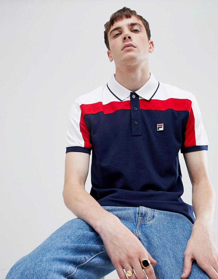 Fila White Line Spencer Short Sleeved Polo Shirt In Navy - Navy