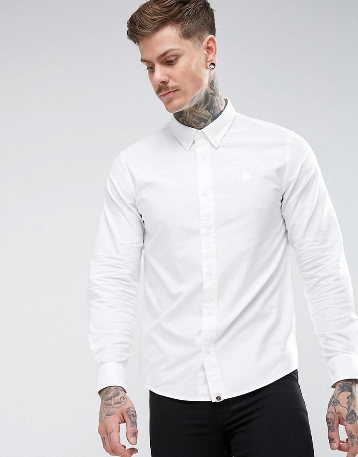 Pretty Green Sterling Oxford Shirt In White - Black