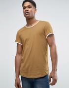 Esprit Longline T-shirt With Double Hem And Curve Bottom - Beige