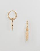 Chained & Able Gold Feather Earrings - Gold