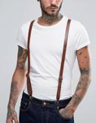 Reclaimed Vintage Leather Suspenders Tan - Brown
