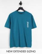 Asos Design Relaxed T-shirt In Teal With Text Graphic Print-purple