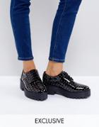 Monki Stud Faux Leather Brogue - Black