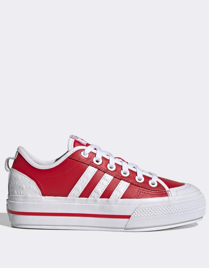 Adidas Originals Valentines Nizza Platform Sneakers In Red