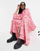 Asos Design Maxi Shirt Dress With Pin Tucks In Flirty Floral Print-multi
