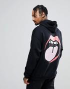 New Love Club Tongue Back Print Hoodie - Black