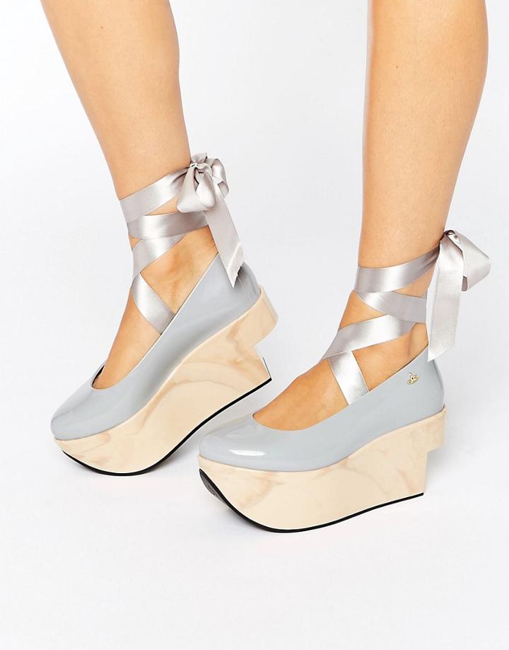 Vivienne Westwood For Melissa Flatform Tie Ankle Shoe - Black