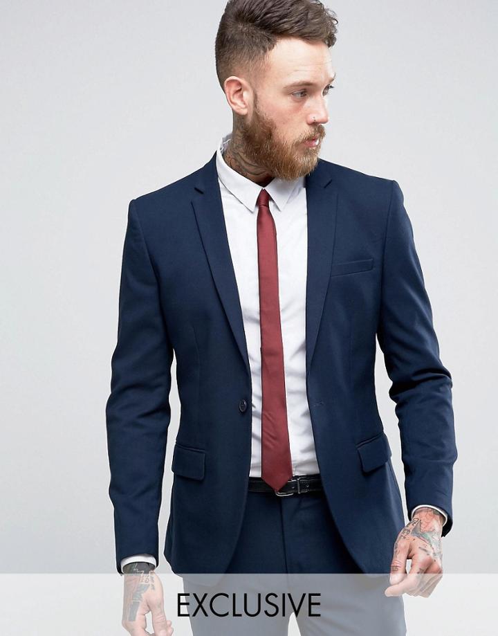 Only & Sons Super Skinny Suit Jacket In Navy - Navy