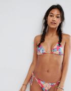 Asos Mix And Match Micro Triangle Bikini Top In Carnival Floral Print - Multi