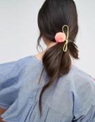 Orelia Pom Pom Hair Tie - Coral