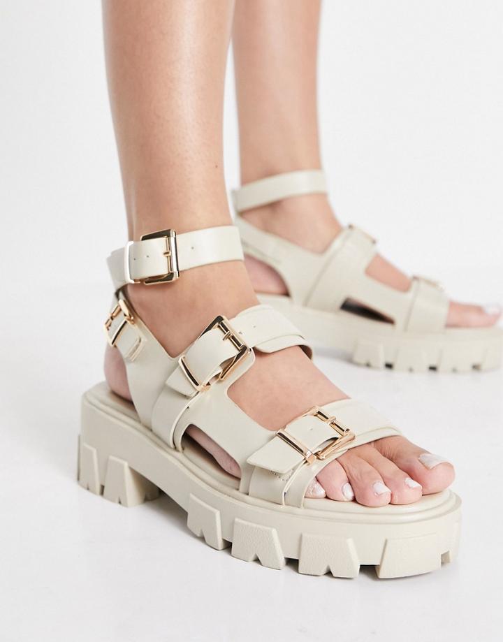 Raid Prestone Chunky Heeled Sandals In Stone Drench-neutral