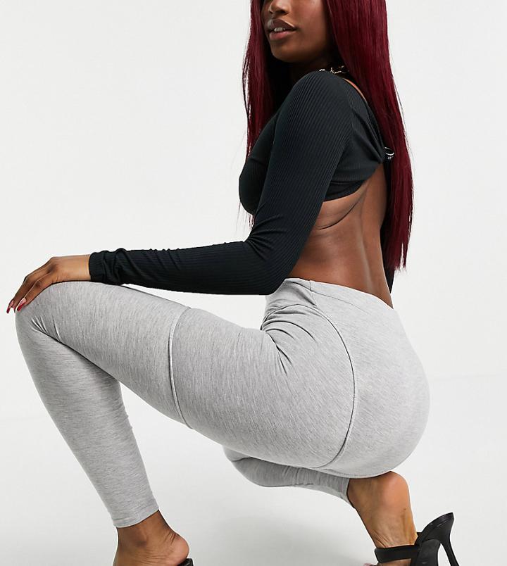 Asos Design Leggings With Seam Detail In Gray Heather-grey