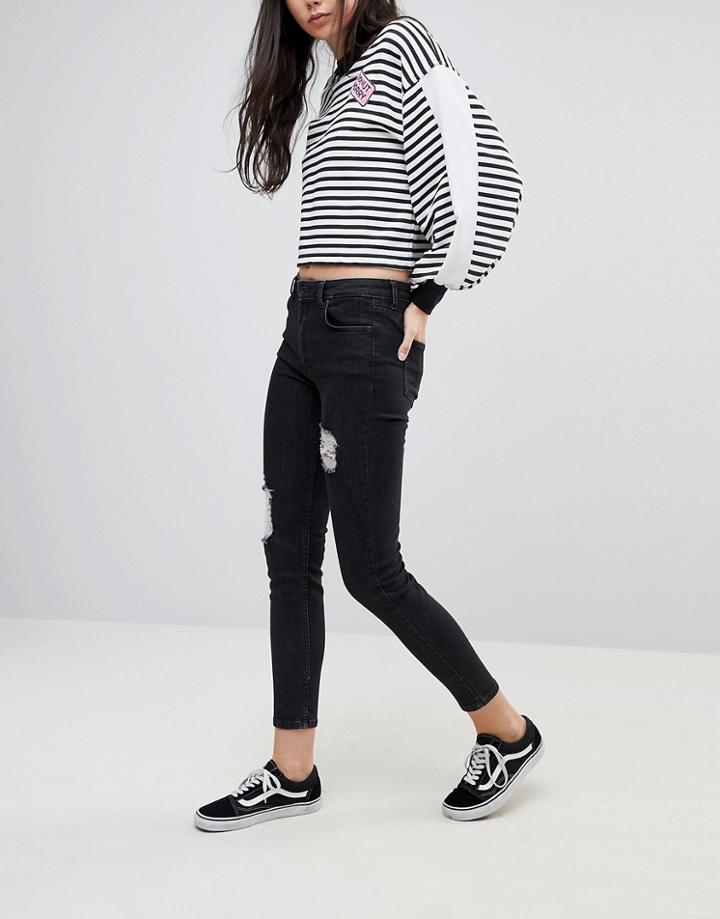Kubban Destroyed Skinny Jeans-black