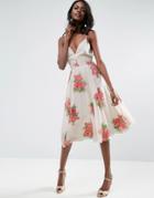 Asos Rose Floral Cami Midi Dress - Multi