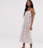 Influence Tall Midi Dress With Tiers In Ditsy Floral Print - White