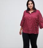 Influence Plus Polka Dot Shirt With Flared Sleeves - Red