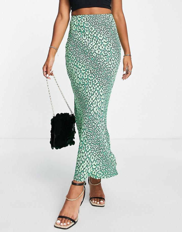 Whistles Maxi Skirt In Bright Green Leopard Print