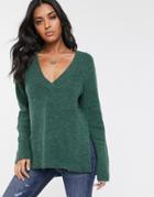 Vila V-neck Knitted Sweater With Side Slits