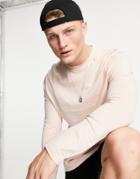 Asos Design Long Sleeve T-shirt With Crew Neck In Pink