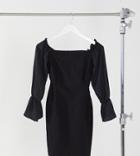 Vesper Petite Off Shoulder Mini Dress With Volume Sleeve Detail In Black