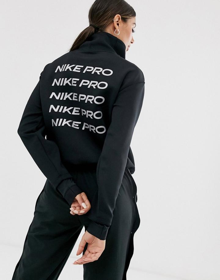 Nike Pro Training Half Zip Sweatshirt In Black