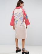 Asos Premium Kimono With Bird And Floral Embroidery - Multi