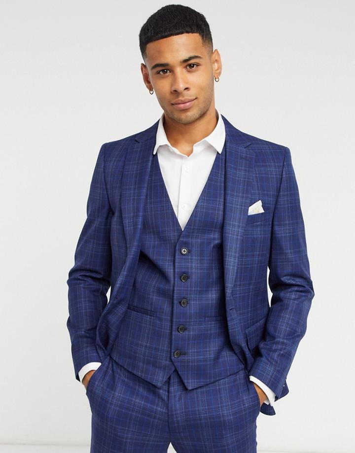 Rudie Checked Skinny Fit Jacket-blue