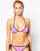 Asos Mix And Match Contrast Micro Brazilian Triangle Bikini Top - Rododendro Purple