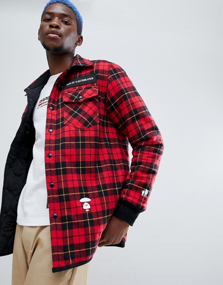 Aape By A Bathing Ape Quilted Reversible Check Jacket - Red