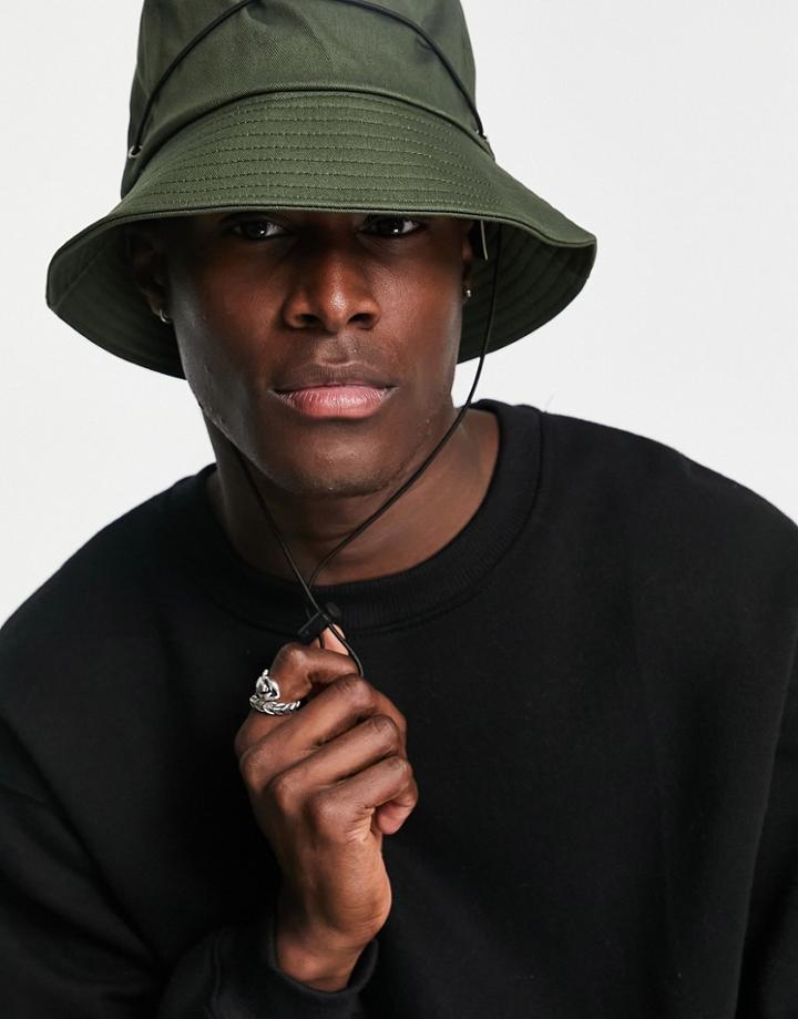 Svnx Campground Bucket Hat With Drawcord In Olive-green