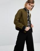 Gloverall Bomber Jacket In Melton Wool - Green