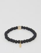 Chained & Able Slim Beaded Bracelet With Hanging Feather In Gold - Gold