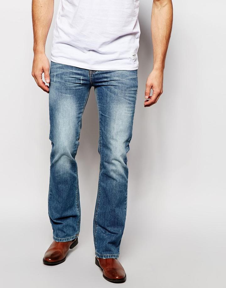 Asos Bootcut Jeans In Mid Blue - Mid Blue
