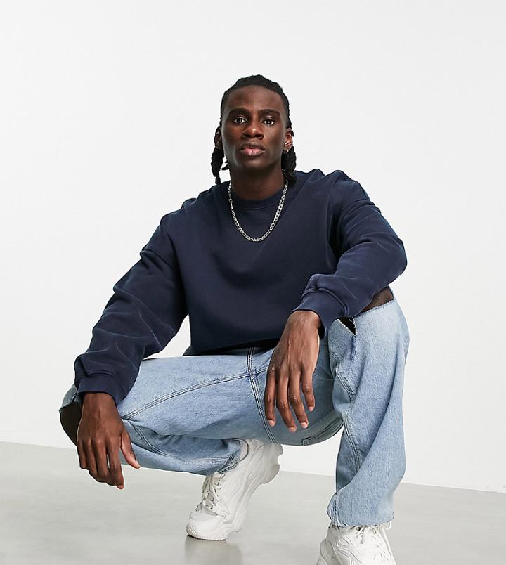 Dr Denim Philly Sweatshirt With Neck Branding In Blue