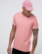 Brave Soul Stripe Pocket T-shirt - Pink