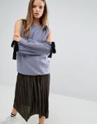 Stylenanda Oversized Sweatshirt With Cold Shoulder - Purple