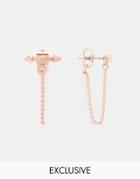 Luv Aj Exclusive Rose Gold Pave Coin Chain Stud Earrings - Rose Gold