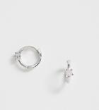 Astrid & Miyu Sterling Silver Opal Stone Huggie Hoop Earrings - Silver