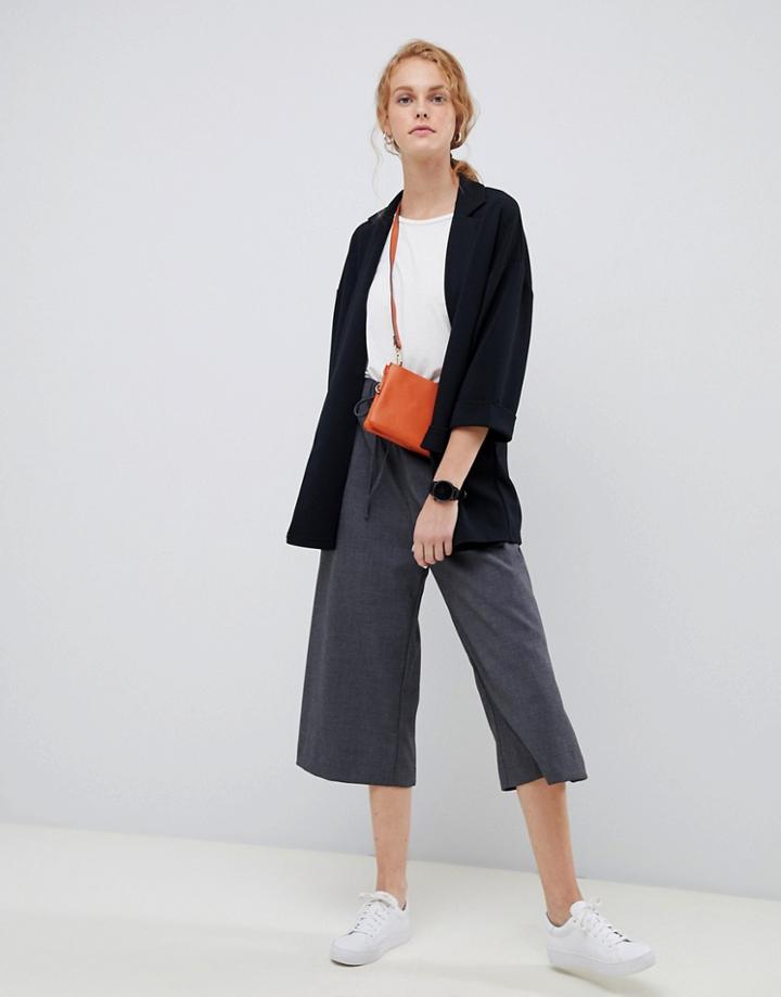Asos Design Easy Relaxed Blazer In Textured Jersey - Black