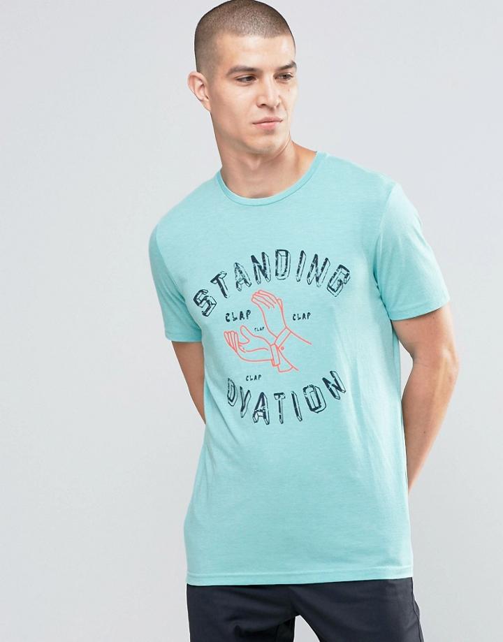 Celio Crew Neck T-shirt With Graphic Print - Green
