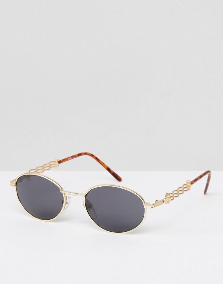 Reclaimed Vintage Inspired Round Sunglasses In Gold - Gold